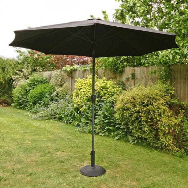 Buy 3m Sturdi Plus Aluminium Crank & Tilt Garden Parasol Black 3.0m Parasol Black Online - Garden Furniture