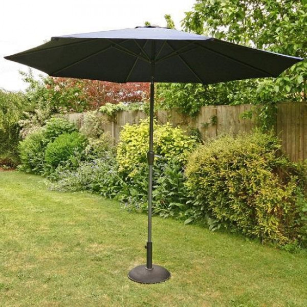Buy 3m Sturdi Plus Aluminium Crank Garden Parasol Navy Blue Online - Garden Furniture