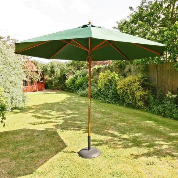 Buy Sturdi 3m Hardwood Frame Garden Parasol Green Online - Garden Furniture