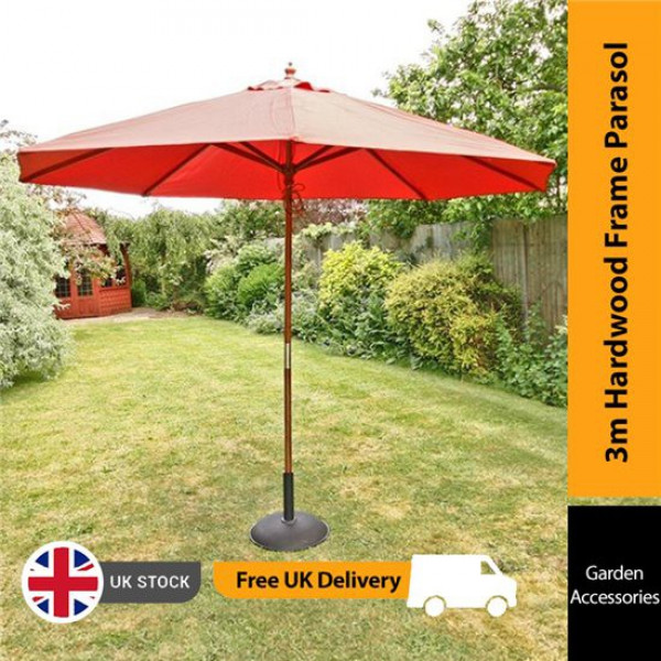Buy Sturdi 3m Hardwood Frame Garden Parasol Terracotta Garden Parasol Terracotta Online - Garden Furniture