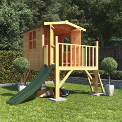 Bunny Tower Childrens Wooden Playhouse with Slide Outdoor Wooden Playhouses for Kids, Cheap Garden Wendy House for Sale 4 X 4 Billyoh