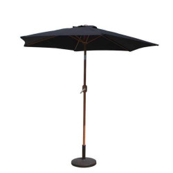 Billyoh 2m, 2.5m or 3m Aluminium Crank and Tilt Wood Effect Parasol Black 2.5m Aluminium Black