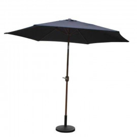 Billyoh 2m, 2.5m or 3m Aluminium Crank and Tilt Wood Effect Parasol Navy Blue 3m Aluminium Navy Blue