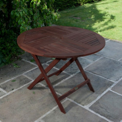Billyoh Hampton 1.0m Round Folding Garden Table 1m Eucalyptus Round Folding Table
