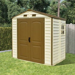 Billyoh Daily Pro Apex Plastic Shed Vinyl Clad Double Door Plastic Shed with Foundation Kit 8 X 6