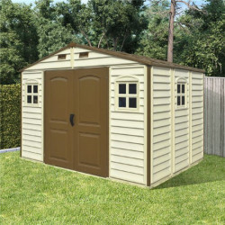 Billyoh Daily Pro Apex Plastic Shed Vinyl Clad Double Door Plastic Shed with Foundation Kit 10 X 8