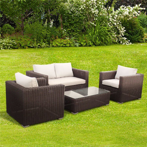 Buy BillyOh Momo 4 Seat Rattan Sofa Set in Dark Brown with Seat & Back Cushions 4 Seat Sofa Set Dark Brown Online - Garden Furniture