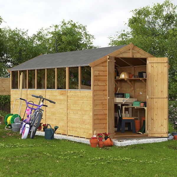 Buy 16' x 6' BillyOh Keeper Overlap Apex Shed Windowed Online - Garden Furniture