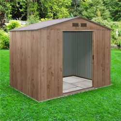 8 X 6 Billyoh Partner Woodgrain Apex Metal Shed Brown