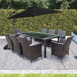 Billyoh Modica 8 Seater Rectangular Outdoor Rattan Dining Set 8 Seater Rectangular Dining Brown