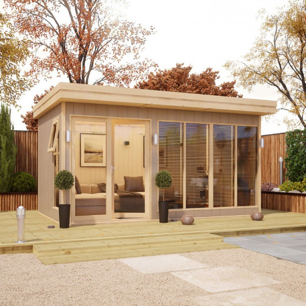 Buy 14' x 8' Evolution Insulated Composite Offset Door Garden Office Online - Garden Furniture