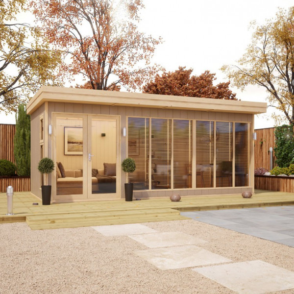 Buy 18' x 8' Evolution Insulated Composite Offset Door Garden Office Online - Garden Furniture