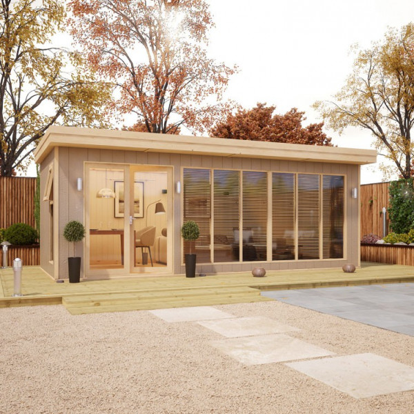 Buy 20' x 8' Evolution Insulated Composite Offset Door Garden Office Online - Garden Furniture