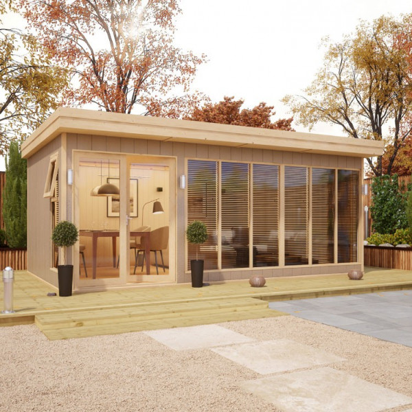 Buy 18' x 10' Evolution Insulated Composite Offset Door Garden Office Online - Garden Furniture