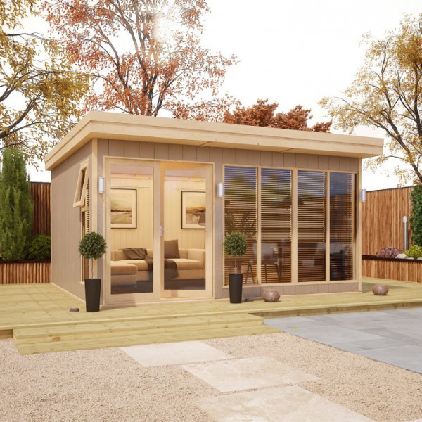 Buy 14' x 12' Evolution Insulated Composite Offset Door Garden Office Online - Garden Furniture