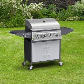 Billyoh Origin 4+1 Burner Hooded Gas Bbq with Side Burner Silver Black 4 Burner