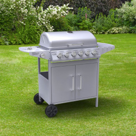 Billyoh Matrix 6+1 Hooded Gas Bbq with Side Burner Silver 6 Burner