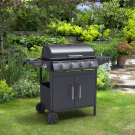 Billyoh Matrix 4+1 Hooded Gas Bbq with Side Burner Black 4 Burner