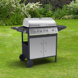 Billyoh Matrix 4+1 Hooded Gas Bbq with Side Burner Silver Black 4 Burner