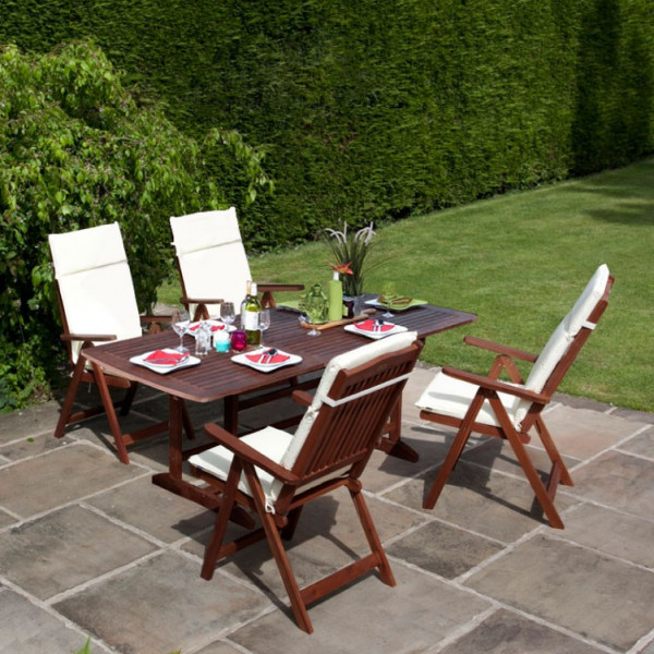 Buy BillyOh Hampton 2m Butterfly Extending Rectangular Dining Set Reclining Chairs 4 Seater Online - Garden Furniture