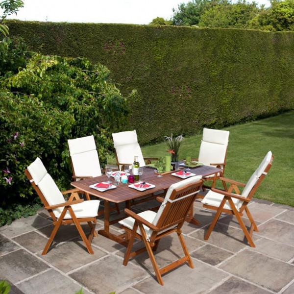 Buy BillyOh Windsor 2m Butterfly Extending Rectangular Dining Set Reclining Chairs 6 Seater Online - Garden Furniture