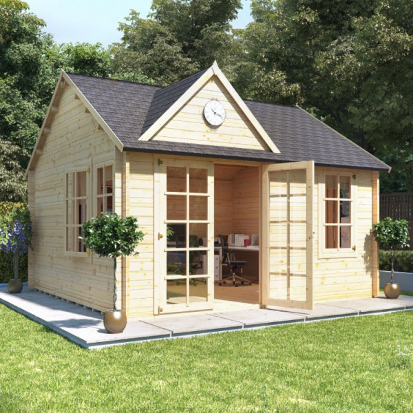 Buy 4.5m x 4.0m BillyOh Clubhouse Home Office Log Cabin 35,44 Online - Garden Houses & Buildings