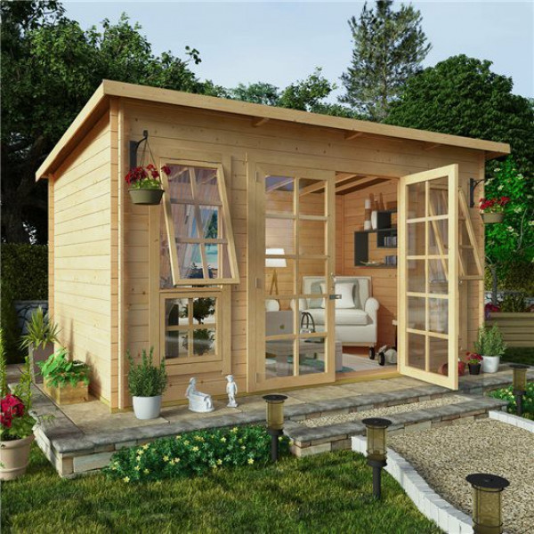 Buy 12x8 BillyOh Pent Log Cabin Summerhouse Range 19 Online - Garden Houses & Buildings