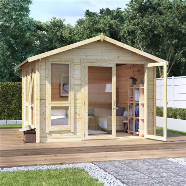 Buy 10x10 moern bl oor BillyOh Sasha Log Cabin Summerhouse 19 Online - Garden Houses & Buildings
