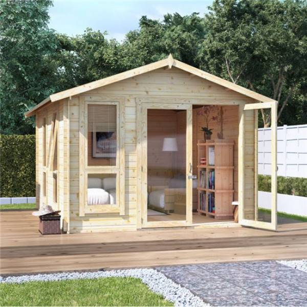 Buy 12x10 moern bl oor BillyOh Sasha Log Cabin Summerhouse 19 Online - Garden Houses & Buildings