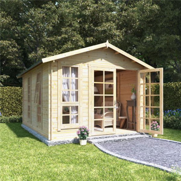 Buy 12x10 georgian bl oor BillyOh Miller Log Cabin Summerhouse 19 Online - Garden Houses & Buildings
