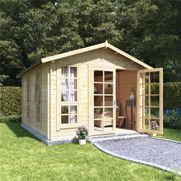 Buy 12x10 georgian bl oor BillyOh Miller Log Cabin Summerhouse 28 Online - Garden Houses & Buildings