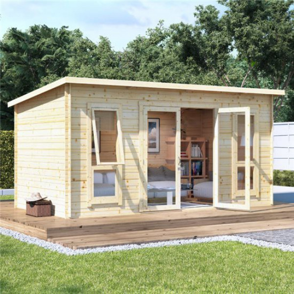 Buy 14x8 moern bl oor BillyOh Carmen Log Cabin Summerhouse 19 Online - Garden Houses & Buildings
