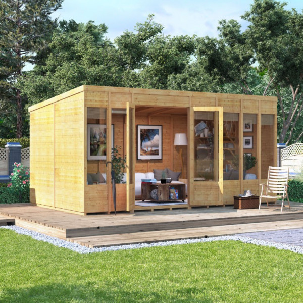 Buy BillyOh Bella Tongue and Groove Pent Summerhouse 14x8 T&G Pent Summerhouse Online - Garden Houses & Buildings