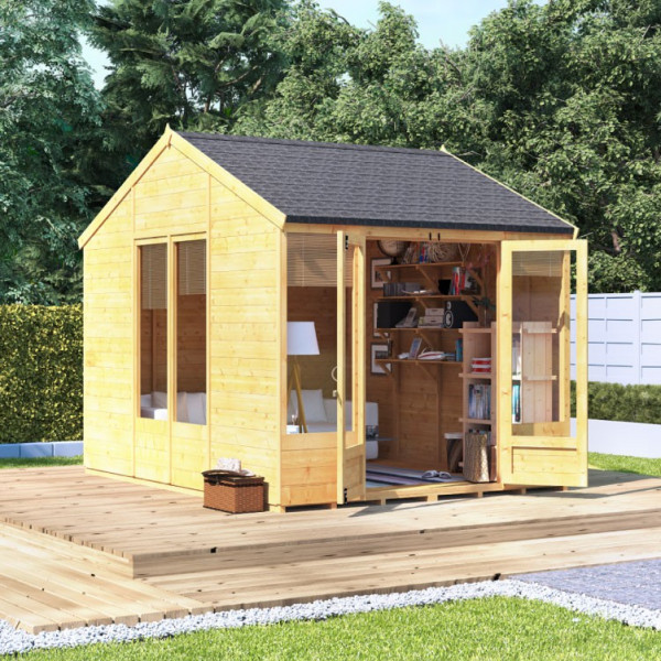 Buy BillyOh Petra Tongue and Groove Reverse Apex Summerhouse 8x10 T&G Reverse Apex Summerhouse Online - Garden Houses & Buildings