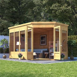 Billyoh Renna Tongue and Groove Corner Summerhouse Pt 11x7 Doors on Right