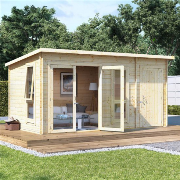 Buy 14x8 BillyOh Tianna Log Cabin Summerhouse with Side Store 19 Online - Garden Houses & Buildings
