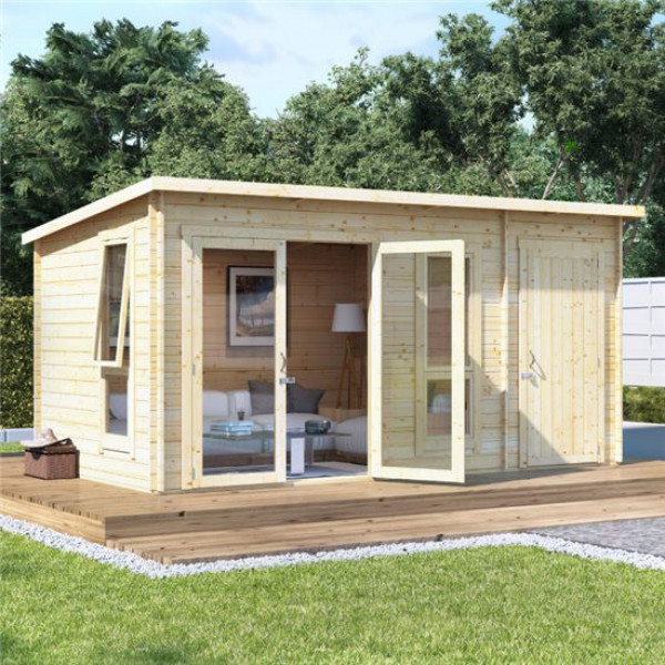 Buy 14x8 BillyOh Tianna Log Cabin Summerhouse with Side Store 28 Online - Garden Houses & Buildings
