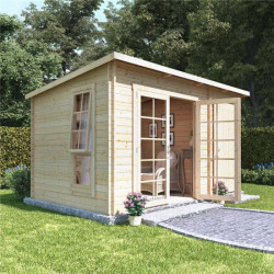 12x8 Heston Billyoh Heston Log Cabin Summerhouse with Side Store 28