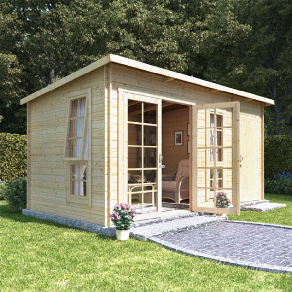 Buy 14x8 BillyOh Heston Log Cabin Summerhouse with Side Store 19 Online - Garden Houses & Buildings
