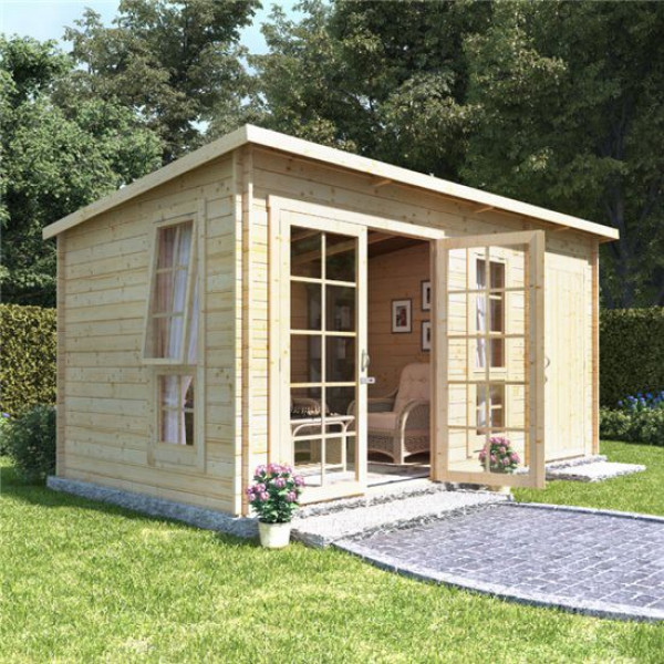 Buy 14x8 BillyOh Heston Log Cabin Summerhouse with Side Store 28 Online - Garden Houses & Buildings