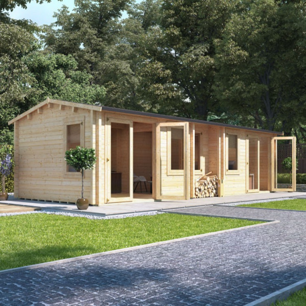 Buy 8.0m x 3.5m BillyOh Hub Garden Office Log Cabin 70 Online - Garden Houses & Buildings