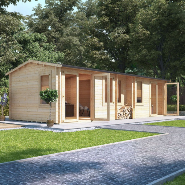 Buy 8.0m x 3.5m BillyOh Hub Garden Office Log Cabin 44 Online - Garden Houses & Buildings