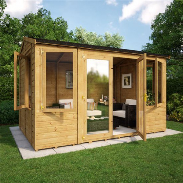 Buy Grandmaster 6000 Diplomat Central Door Reverse Apex Summerhouse 12x8 Online - Garden Houses & Buildings