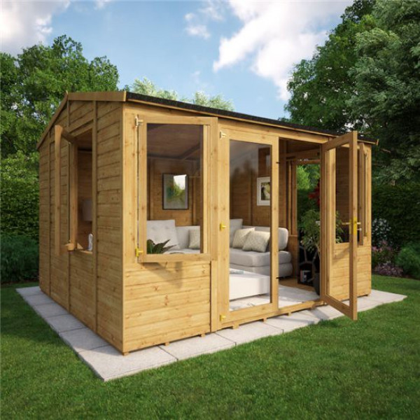 Buy Grandmaster 6000 Diplomat Central Door Reverse Apex Summerhouse 12x10 Online - Garden Houses & Buildings