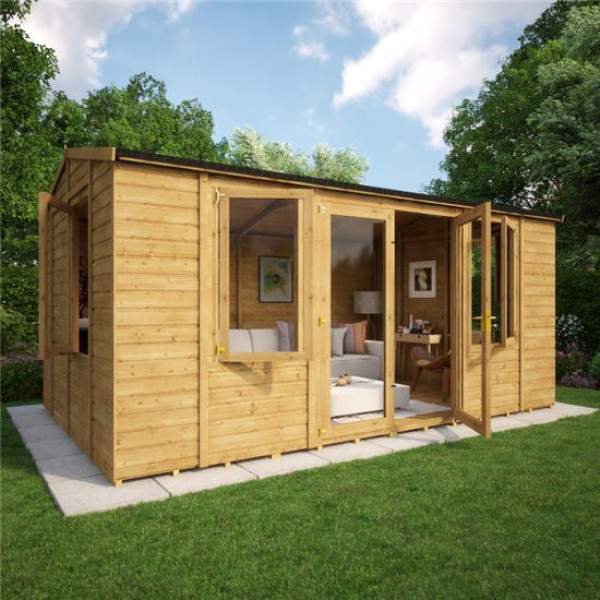 Buy Grandmaster 6000 Diplomat Central Door Reverse Apex Summerhouse 16x10 Online - Garden Houses & Buildings