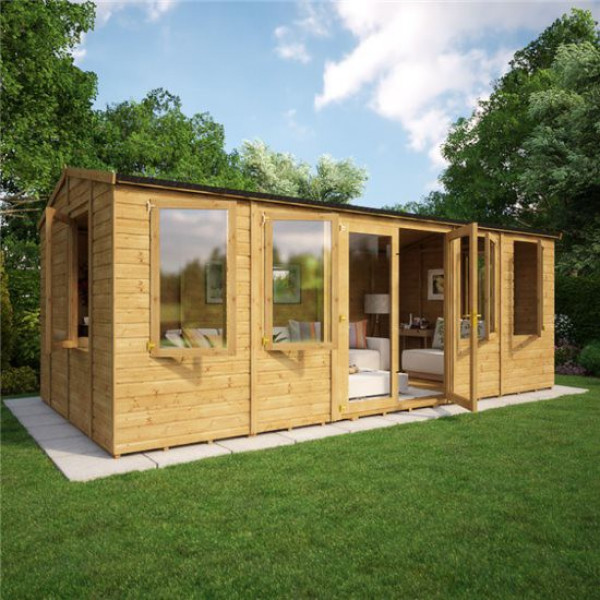 Buy Grandmaster 6000 Diplomat Central Door Reverse Apex Summerhouse 20x10 Online - Garden Houses & Buildings