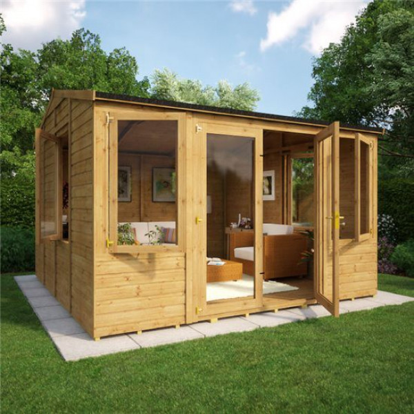 Buy Grandmaster 6000 Diplomat Central Door Reverse Apex Summerhouse 12x12 Online - Garden Houses & Buildings