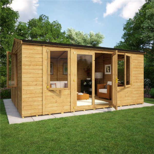 Buy Grandmaster 6000 Diplomat Central Door Reverse Apex Summerhouse 16x12 Online - Garden Houses & Buildings