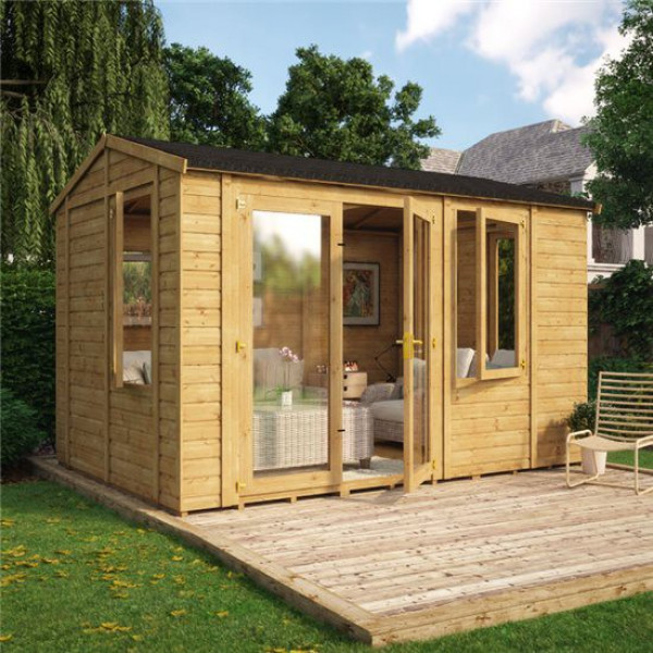 Buy Grandmaster 6000 Diplomat Offset Door Reverse Apex Summerhouse 12x8 Online - Garden Houses & Buildings