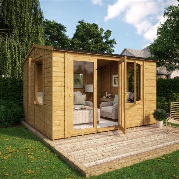 Buy Grandmaster 6000 Diplomat Offset Door Reverse Apex Summerhouse 12x10 Online - Garden Houses & Buildings